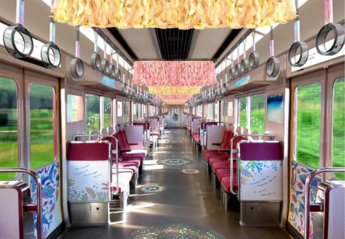The Kintetsu’s Kaiyukan train interior