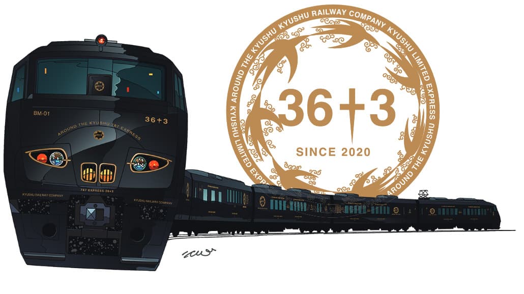 The new JR Kyushu 36 plus 3 train and its logo