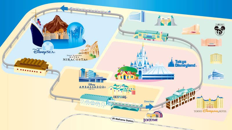 A map of the Tokyo Disney Resort Line