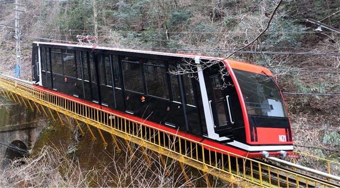 A cable car on the Koyasan Cable Line