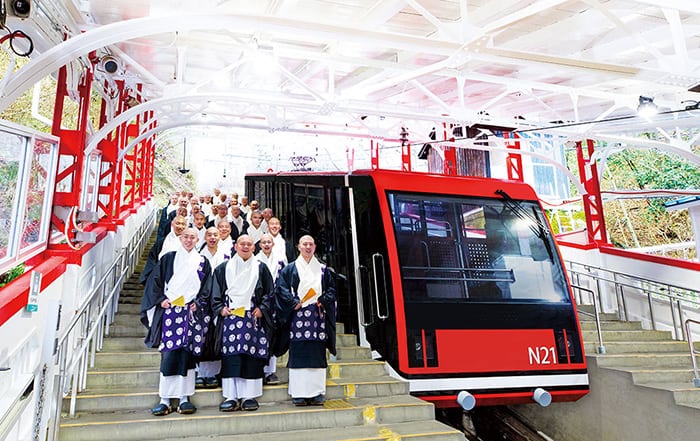 The cable line is an important means of transportation for the monastic community of Mount Koya