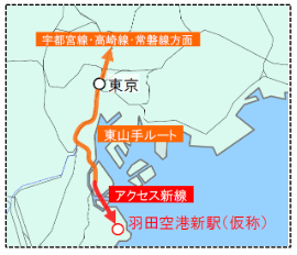 The East Yamanote Route is shown in orange