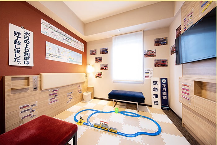 Inside one of Keikyu Ex Inn’s train-themed playrooms