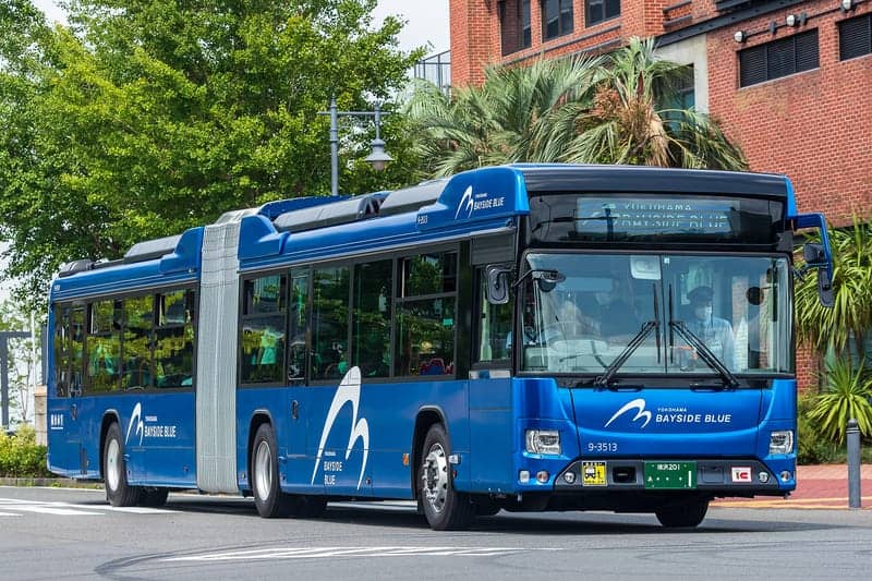 The Bayside Blue bus on the move