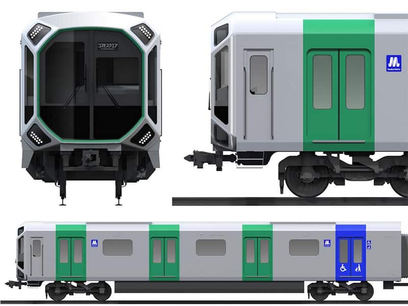 Exterior details of the 400 series Osaka Metro trains