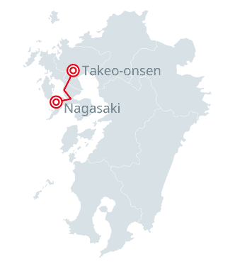 The location of the new Kyushu Shinkansen route to Nagasaki