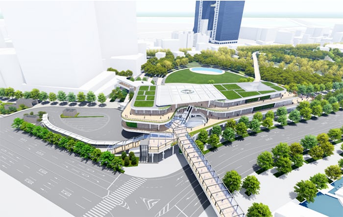 An artist’s impression of the new Umekita (Osaka) Underground Station building