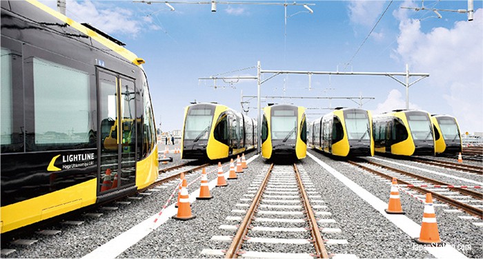 A fleet of 17 tram cars run on the Lightline