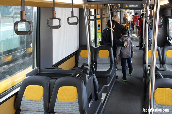 Inside a Lightline tram car