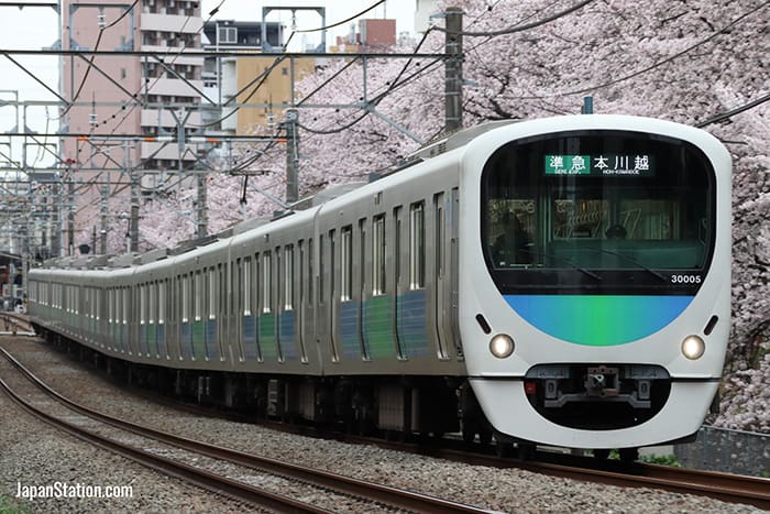 Seibu Shinjuku Line 30000 series train. All Seibu trains will run on renewable energy from January 1st