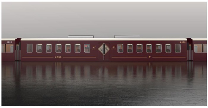 An exterior view of the new Hankyu PRiVACE car