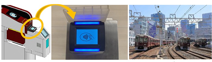 An image of Hankyu Railway's new card reader system