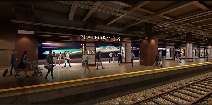 The video gallery space on Platform 13 at JR Ueno Station