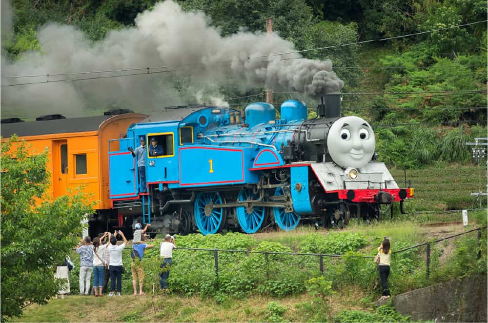 Fans greeting Thomas the Tank Engine