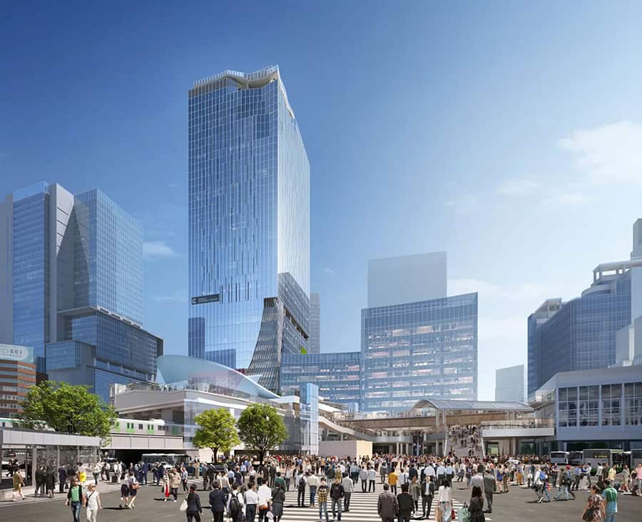 Future view from the Shibuya Scramble pedestrian crossing
