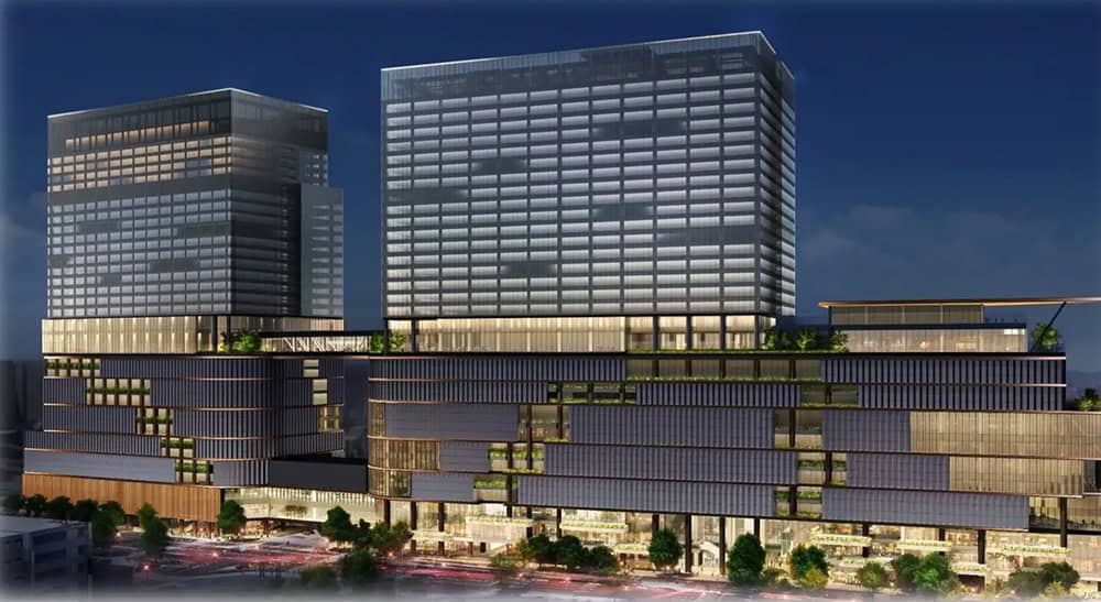 A design image of the skyscrapers at night