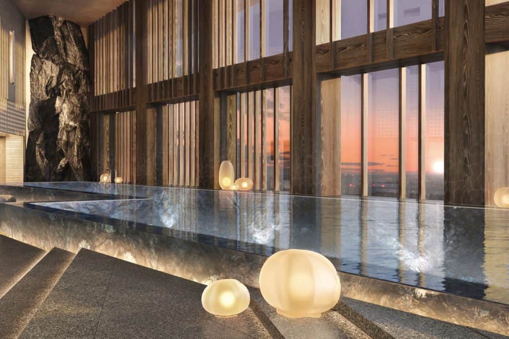 The new hotel's indoor swimming pool