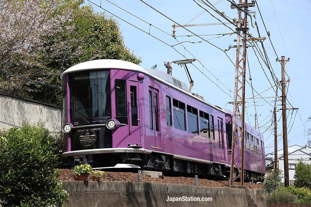New generation Kyotram on the Keifuku Randen Tram line in Kyoto