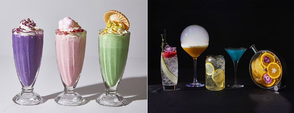 Milkshakes, cocktails and mocktails