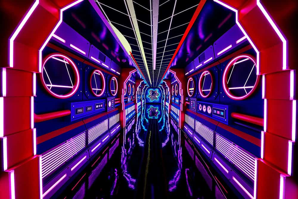 Inside the illuminated interior of Car 1 - Future Bird