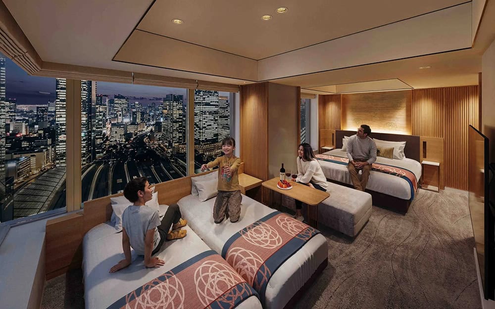 The new Premium Corner King "Train View" room at night