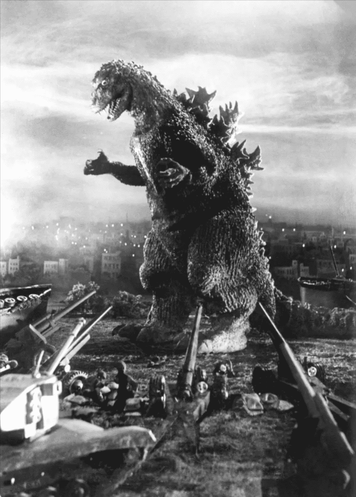A still from the original Godzilla movie